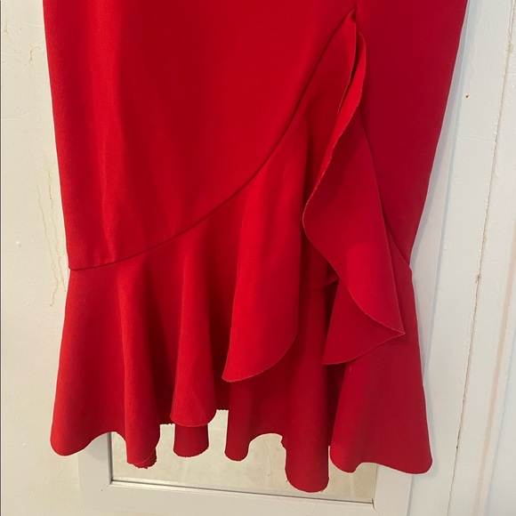 Strappy Frill Hem Midi Red Dress - Picture 9 of 9